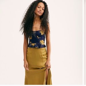 Free People crop top hi waist skirt set size 0